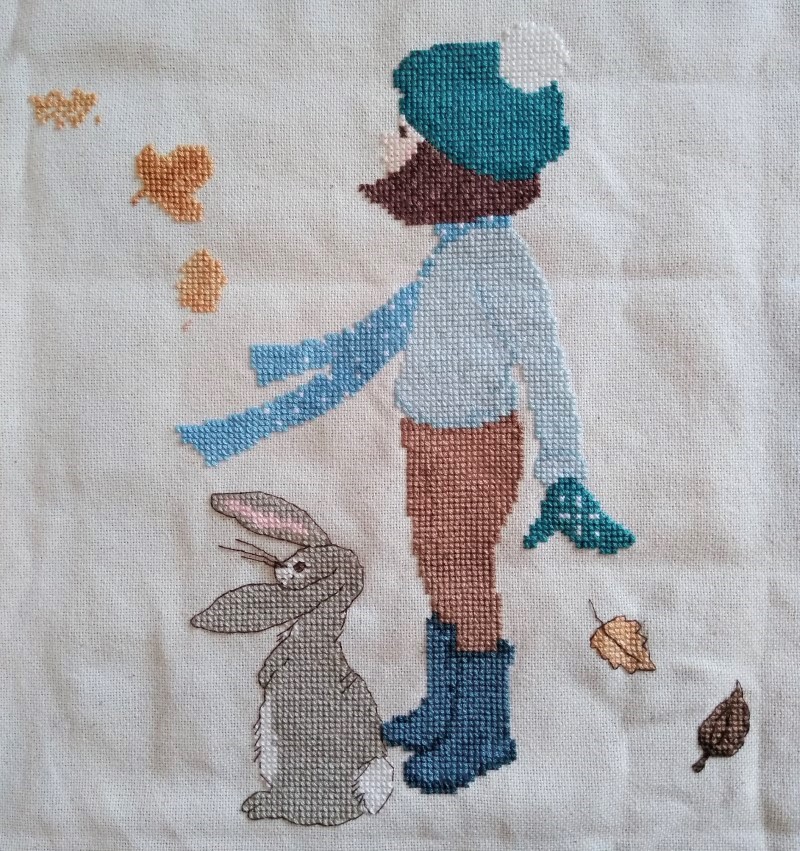 Belle and Boo Windy Day stitching progress